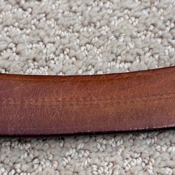 Coach Leather Belt Size 36 Classic Dark Brown Contrast Stitch Nickel Hardware - Picture 8 of 12